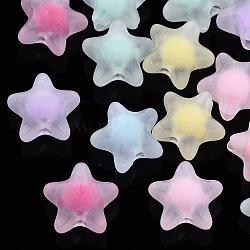 Transparent Acrylic Beads, Frosted, Bead in Bead, Star, Mixed Color, 11x11.5x7mm, Hole: 2mm, about 1280pcs/500g(TACR-N011-001A-02)