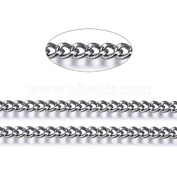 Brass Twisted Chains, Curb Chains, Diamond Cut, Unwelded, Faceted, with Spool, Oval, Lead Free & Cadmium Free, Gunmetal, 4x3x0.8mm, about 301.83 Feet(92m)/roll(CHC-S104-B)