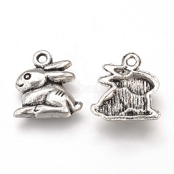 Tibetan Style Alloy Bunny Charms, Rabbit, Cadmium Free & Lead Free, Antique Silver, 14.5x13x2mm, Hole: 1.5mm, about 1140pcs/1000g(TIBEP-T002-45AS-RS)