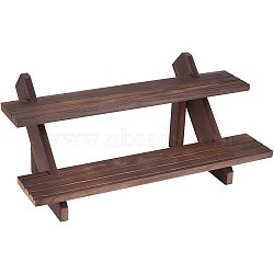 DIY 2 Tier Stair Style Wooden Plant Stand Kit, Garden Display Shelf, Flower Pot Holder, Storage Organizer Rack, with Screws & Wing Nuts, Coffee(ODIS-WH0029-26B)