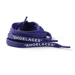 Polyester Flat Custom Shoelace, Flat Sneaker Shoe String with Word, for Kids and Adults, Dark Slate Blue, 1200x9x1.5mm, 2pcs/Pair(AJEW-H116-A02)