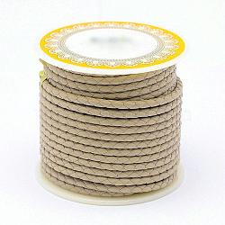 Braided Cowhide Leather Cord, Leather Rope String for Bracelets, Tan, 3mm, about 8.74 yards(8m)/roll(NWIR-N005-01O-3mm)
