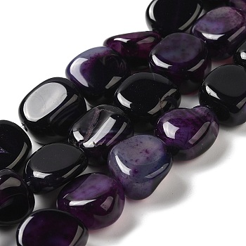 Natural Agate Beads Strands, Dyed & Heated, Nuggets, Tumbled Stone, Indigo, 14~15x10~14x8~9.5mm, Hole: 1.6mm, about 12~13pcs/strand, 7.09~7.48''(18~19cm)