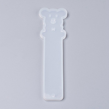 Silicone Bookmark Molds, Resin Casting Molds, Bear, White, 142x39x4.5mm, Inner Diameter: 91x37mm