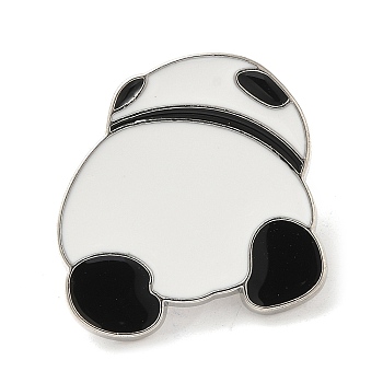 Panda Enamel Pin, Alloy Brooch for Backpack Clothes, White, 20x23x2mm