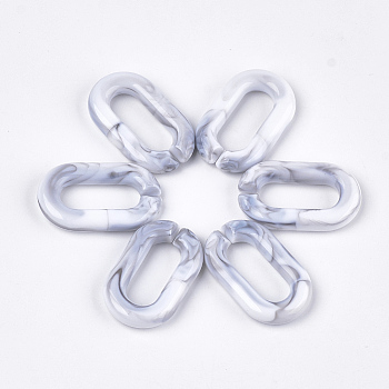 Acrylic Linking Rings, Quick Link Connectors, For Jewelry Chains Making, Imitation Gemstone Style, Oval, WhiteSmoke, 38.5x23.5x6.5mm, Hole: 24.5x9.5mm, about 140pcs/500g