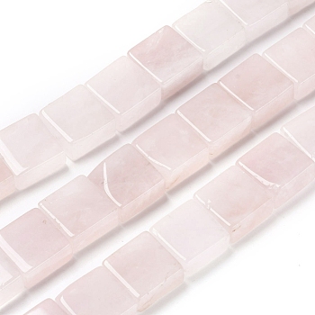 Natural Rose Quartz Beads Strands, Flat Slice Square Beads, 16x16x8mm, Hole: 1.2mm, about 24pcs/strand, 14.96 inch(38cm)
