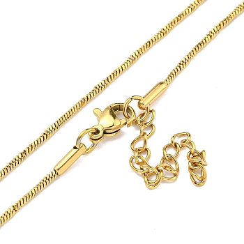 304 Stainless Steel Snake Chain Necklaces, Real 18K Gold Plated, 17.64x0.06 inch(44.8x0.15cm)