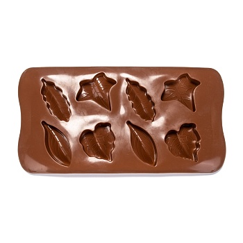 Leaf Food Grade Silicone Molds, Fondant Molds, For DIY Cake Decoration, Chocolate, Candy, UV Resin & Epoxy Resin Craft Making, Coconut Brown, 212x105x14mm, Inner Diameter: 51.5x23.5mm, 50.5x23mm and 38.5x44mm