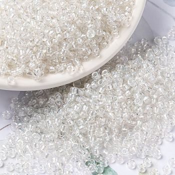 MIYUKI Round Rocailles Beads, Japanese Seed Beads, (RR3637) Fancy Lined Soft White, 8/0, 3mm, Hole: 1mm, about 422~455pcs/10g