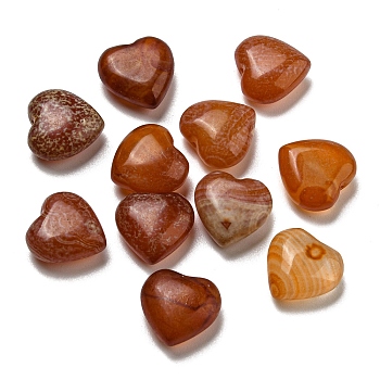 Natural Red Agate Beads, Half Drilled, Heart, 14.5~15x15~15.5x7~7.5mm, Hole: 1.2mm