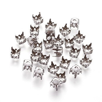 Square Brass Sew on Prong Settings, Rhinestone Claw Settings, Platinum, 6x6x0.25mm, Fit for SS28 Diamond Shape Rhinestone, about 2000pcs/bag