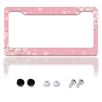Aluminum Alloy Decoration Frame, for Licence Plate, with Screw & Nut, Rectangle, Flower, 160x310x5mm