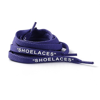 Polyester Flat Custom Shoelace, Flat Sneaker Shoe String with Word, for Kids and Adults, Dark Slate Blue, 1200x9x1.5mm, 2pcs/Pair