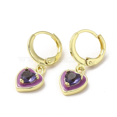 Purple Heart Glass Earrings