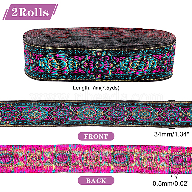 Ethnic Style Embroidery Polyester Ribbons(OCOR-WH0070-10F-06)-2