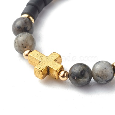 Natural Larvikite Beads Stretch Bracelets(BJEW-JB06553)-4