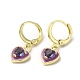 Heart Real 18K Gold Plated Brass Dangle Leverback Earrings(EJEW-L268-025G-02)-1