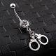 Piercing Jewelry Real Platinum Plated Brass Rhinestone Handcuffs Navel Ring Belly Rings(AJEW-EE0001-36)-2
