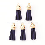 Faux Suede Tassel Pendant Decorations, with CCB Plastic Cord Ends, Light Gold, Dark Slate Blue, 33~35x10mm, Hole: 2.5mm(FIND-R095-011LG)