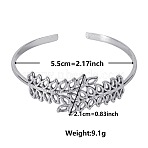 Elegant and Stylish Design Hollow Leaf 304 Stainless Steel Cuff Bangles for Women(TH3419-1)