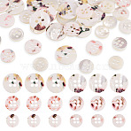 45Pcs 3 Style 4-Holes Shell Buttons, Flat Round, White, 9~13x1.5~2mm, Hole: 1.4~1.6mm, 15pcs/colors(BUTT-TA0001-27)