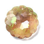 Electroplate Glass Charms, Faceted, for Chandelier Crystal Hanging Pendants, Flat Round, Dark Khaki, 44.5x44x18mm, Hole: 1.8mm(EGLA-M028-02D)