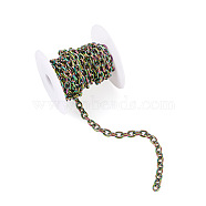304 Stainless Steel Cable Chains, Unwelded, with Spool, Rainbow Color, 6x8x1.5mm, 2m/roll(CHS-TA0001-12)
