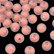 Transparent Acrylic Beads, Frosted, Bead in Bead, Round, Salmon, 9.5x9mm, Hole: 2mm, about 960pcs/500g(TACR-S152-15C-SS2109)
