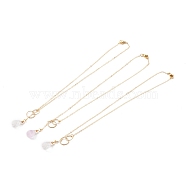 teardrop, Natural Amethyst Pendants Necklaces, with Brass Linking Rings & Cable Chains, 304 Stainless Steel Lobster Claw Clasps, 17.52~17.72 inch(44.5~45cm), 2mm(NJEW-JN02918-01)