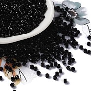 Baking Paint Glass Seed Beads, Cylinder, Black, 2.5x2mm, Hole: 1.4mm, about 5039pcs/50g(X-SEED-S042-15A-23)