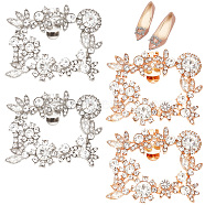 4Pcs 2 Colors Alloy Crystal Rhinestone Wedding Shoe Decorations, Detachable Shoe Buckle Clips, Rectangle, 49x60x8.5mm, 2pcs/color(FIND-CP0001-41B)