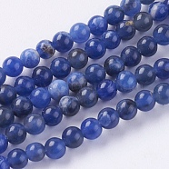 Natural Sodalite Beads Strands, Round, 4mm, Hole: 1mm, about 48pcs/strand, 7.6 inch(G-G515-4mm-07)