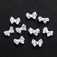 Spot Ribbon Hair Bows, Fabric Material in Polka Dots Design, good for Dress & Hair Jewelry Decoration, White, about 17~18mm wide, 24mm long(DBF020-3)
