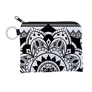 Mandala Flower Pattern Polyester Clutch Bags, Change Purse with Zipper & Key Ring, for Women, Rectangle, White, 12x9.5cm(PAAG-PW0016-03B)