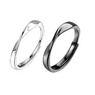 S925 Silver Mobius Couple Rings Black White Unique Design Gift(XD7819)