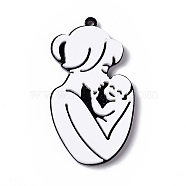 Mother's Day Acrylic Pendants, Women with Baby Charms, White, 44.6x24.7x3.5mm, Hole: 1.8mm(MACR-C013-10)