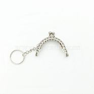 Iron Purse Frame Kiss Clasp Lock, with Keychain, for DIY Coin Bag Handle Sewing Craft, Platinum, 5cm(PURS-PW0010-25P)
