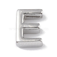 Brass Pendants, Letter Charms, Platinum, Letter E, 8x6x3mm, Hole: 1.5mm(KK-P266-05P-E)