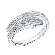 925 Sterling Silver Snake Shape Ring, with Micro Pave Cubic Zirconia(HP1542-1)