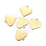 304 Stainless Steel Pendants, Heart, Stamping Blank Tag, Golden, 15.5x16x1mm, Hole: 1.8mm(STAS-O110-07G)
