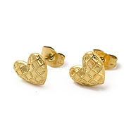 Ion Plating(IP) 304 Stainless Steel Heart Stud Earrings for Women, Real 18K Gold Plated, 8x10mm, Pin: 0.8mm(EJEW-I281-35G)