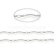 Handmade 304 Stainless Steel Scalloped Bar Link Chains, Soldered, with Card Paper, Stainless Steel Color, Bar Link: 16x2x3mm, about 16.4 Feet(5m)/card(CHS-L024-006P)