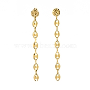 304 Stainless Steel Coffee Bean Chains Tassel Dangle Stud Earrings for Women, Golden, 73mm, Pin: 0.6mm(EJEW-JE05142)