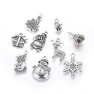 Christmas Theme Tibetan Style Alloy Charms, Mixed Shapes, Antique Silver, 90pcs/set(TIBEP-X0185-80AS)