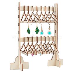 Elite 1 Set 2-Tier Wood Earrings Display Stands, Clothes Hangers Shaped Earring Studs Organizer Holder, with 16Pcs Mini Hangers, Old Lace, Finished Product: 7.05x22.5x25cm(EDIS-PH0001-67)