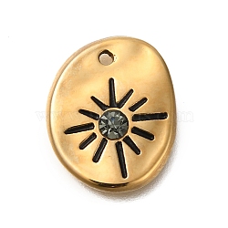 Ion Plating(IP) 304 Stainless Steel with Rhinestone Pendants, Manual Polishing, Star, Real 18K Gold Plated, 16.5x13.5x3mm, Hole: 1.2mm(STAS-Q335-14G)