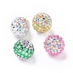 Polymer Clay Rhinestone Beads, Pave Disco Ball Beads, Round, Mixed Color, 16~17mm, Hole: 1.8mm(RB-L029-04)