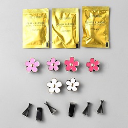 Flower Alloy Enamel Auto Car Air Vent Perfume Clip, with Resin Clip & Aromatherapy Tablets, Mixed Color, 88x59x4.5mm(FIND-WH20003-71)