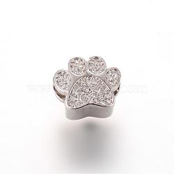 Alloy Rhinestone European Beads, Large Hole Beads, Dog Footprinted, Crystal, 12.6x10.3mm, Hole: 4.5mm(OPDL-T001-PD021)